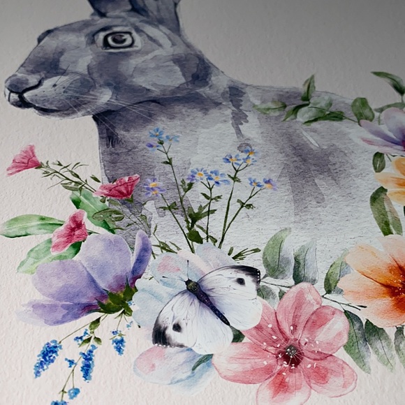 Wall Art Watercolor Bunny Print Poster Unframed - Picture 11 of 15